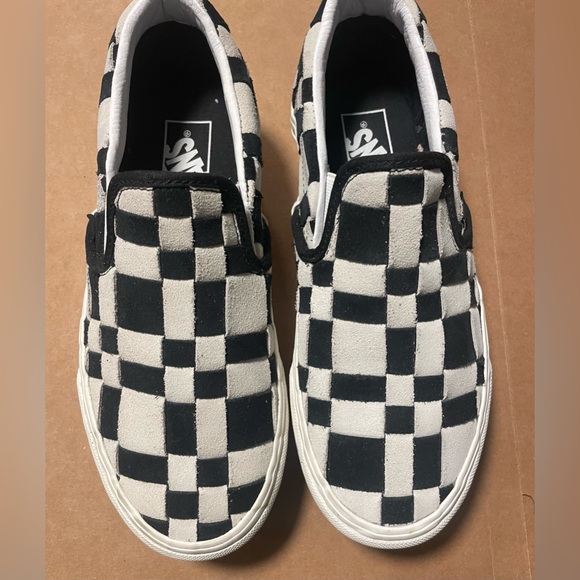 Black and White Checkered Stackform Slip-On Shoes - Picture 1 of 4